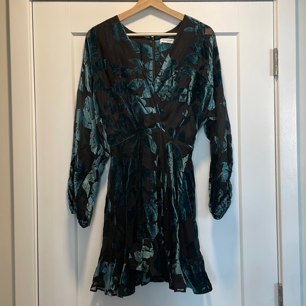 Amanda Uprichard A-line Black/Teal Cocktail Dress